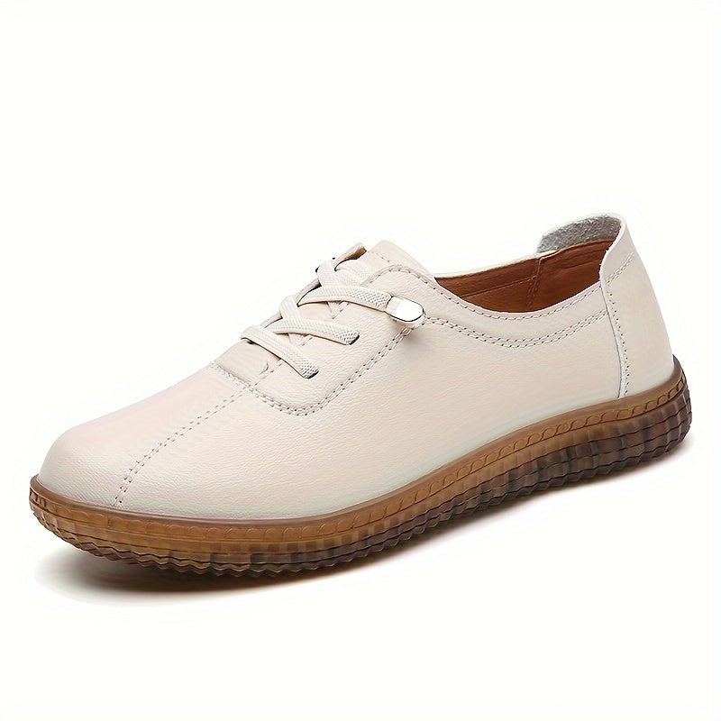Women's Flat Oxfords Casual Lace-Up Microfiber Leather Sole for Daily Wear
