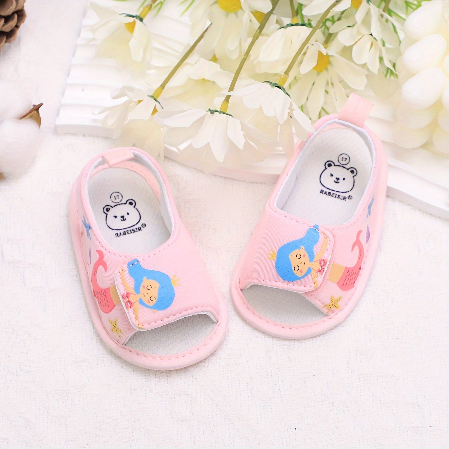 Toddler Baby Girl Mermaid Watermelon Canvas Sandals Open Toe Non-Slip Shoes for Spring Summer Vacation