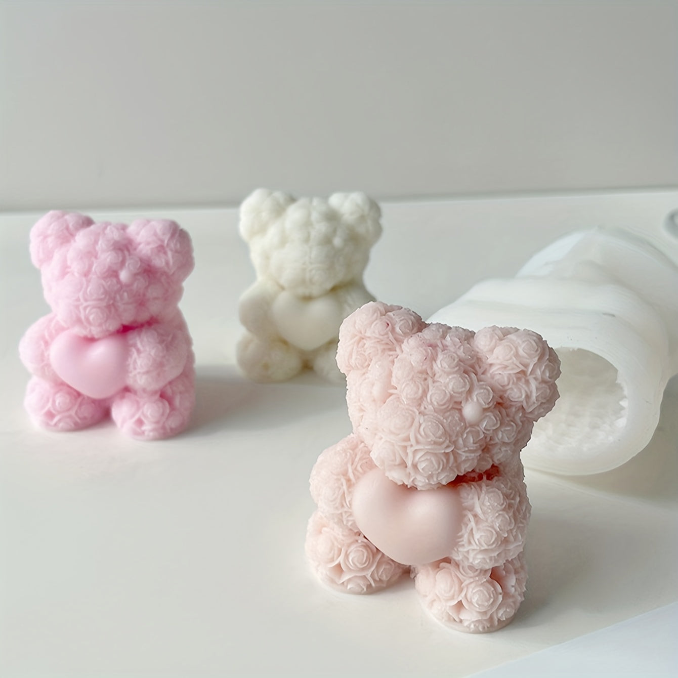 Silicone Mold for Making Bear-Shaped Candles and Ornaments for Valentine's Day