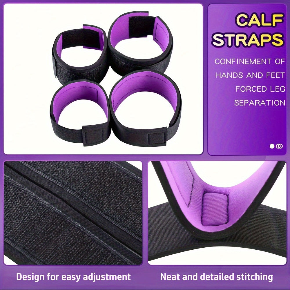 Women’s Soft Padded Adjustable Bondage Wrist and Thigh Cuffs Set