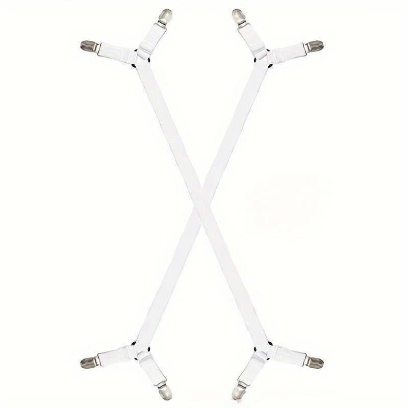 White Triangle Bed Sheet Clips Set of 2, Elastic Corner Fixers for Mattress Cover and Sofa