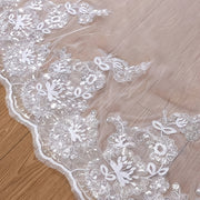 Velo de novia de encaje con lentejuelas y longitud de catedral, accesorio de boda de hilo de nylon