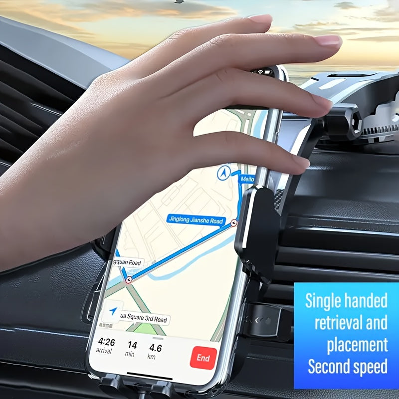 Universal Car Phone Mount ABS Dashboard Holder 360° Rotatable Single-Handed Setup