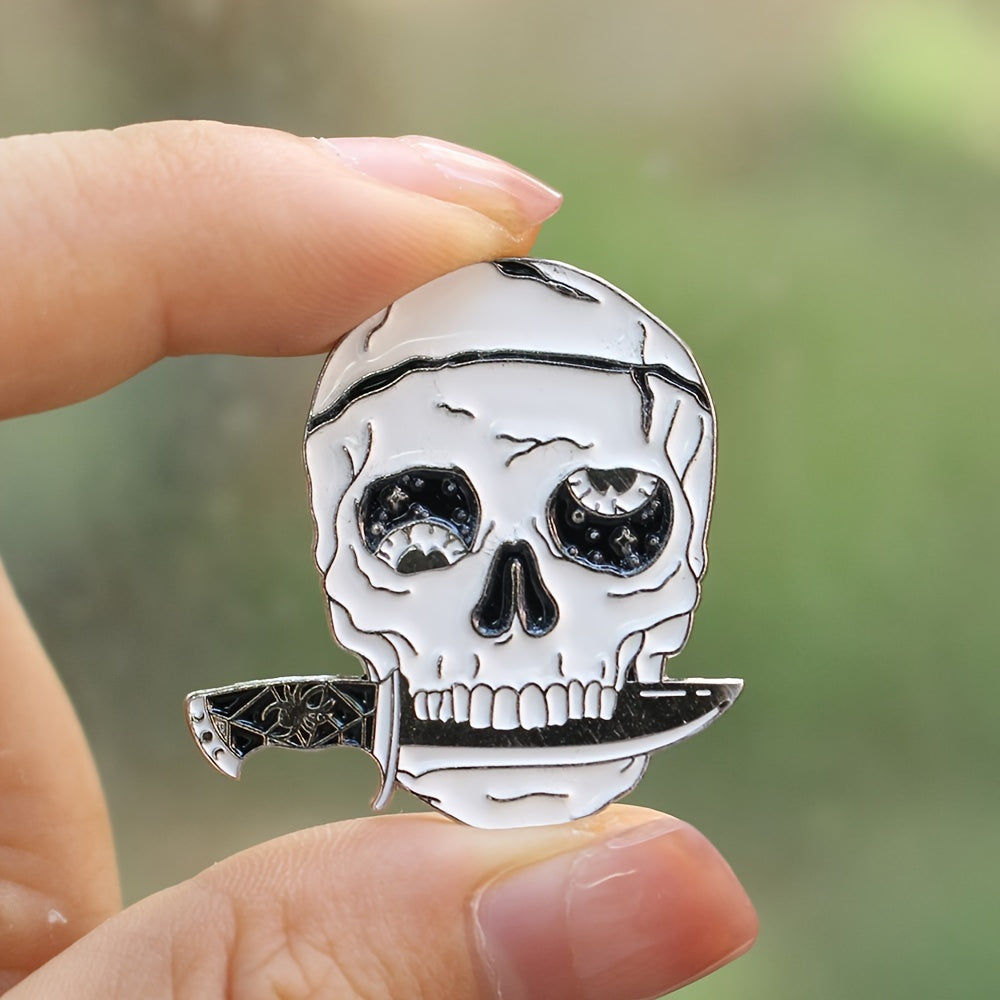 Set of 2 Metal Skull Enamel Pins Zinc Alloy for Hats and Collectibles