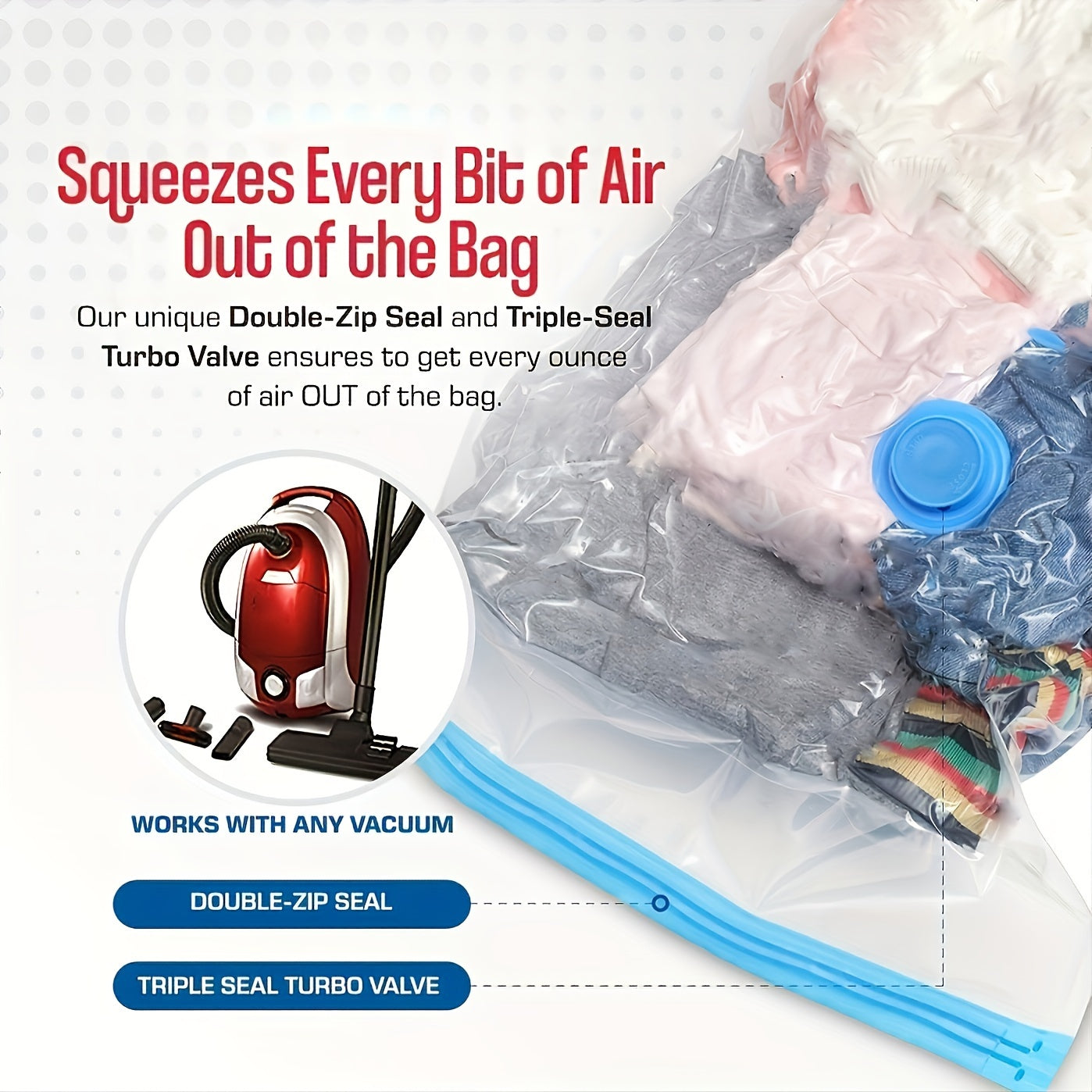 4pcs Jumbo Vacuum Storage Bags Quilts Clothes Waterproof Plastic 101.6cm x 76.2cm