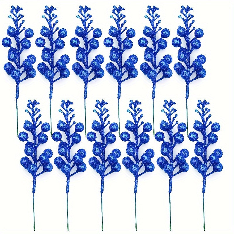 12 Sparkling Christmas Decorations Set with Gold Branches Ornaments Wreaths and Holiday Party Decor