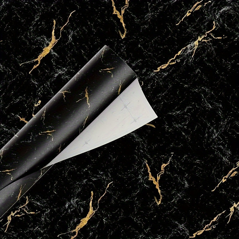 Black Marble Self-Adhesive Waterproof Wallpaper for Kitchen and Room Decor