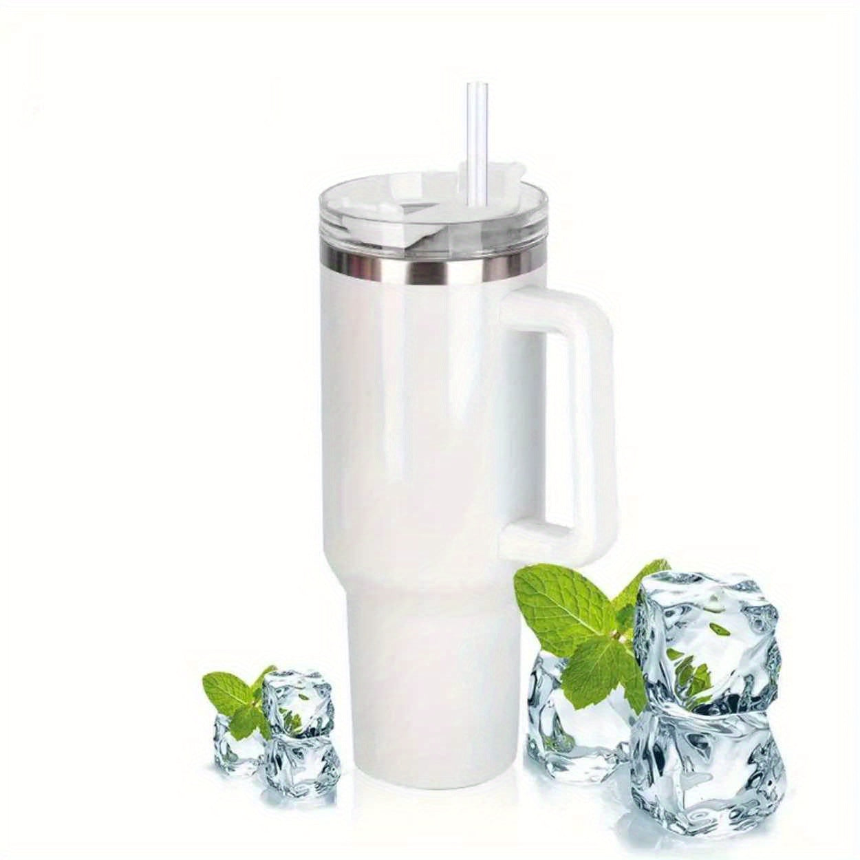 Rainbow Gradient 40 oz Insulated Travel Mug with Handle and Straw