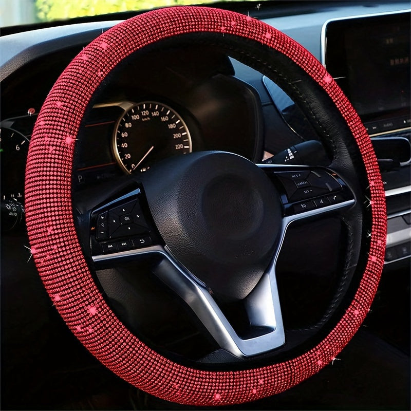 Bling Car Steering Wheel Cover Stretch Spandex Ko'pchilik transport vositalariga mos keladi, ichki halqa yo'q