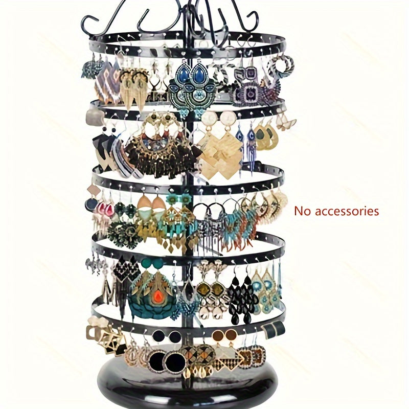 Rotating Metal Jewelry Rack with 5 Layers for Earrings and Studs Organizer Desktop Display