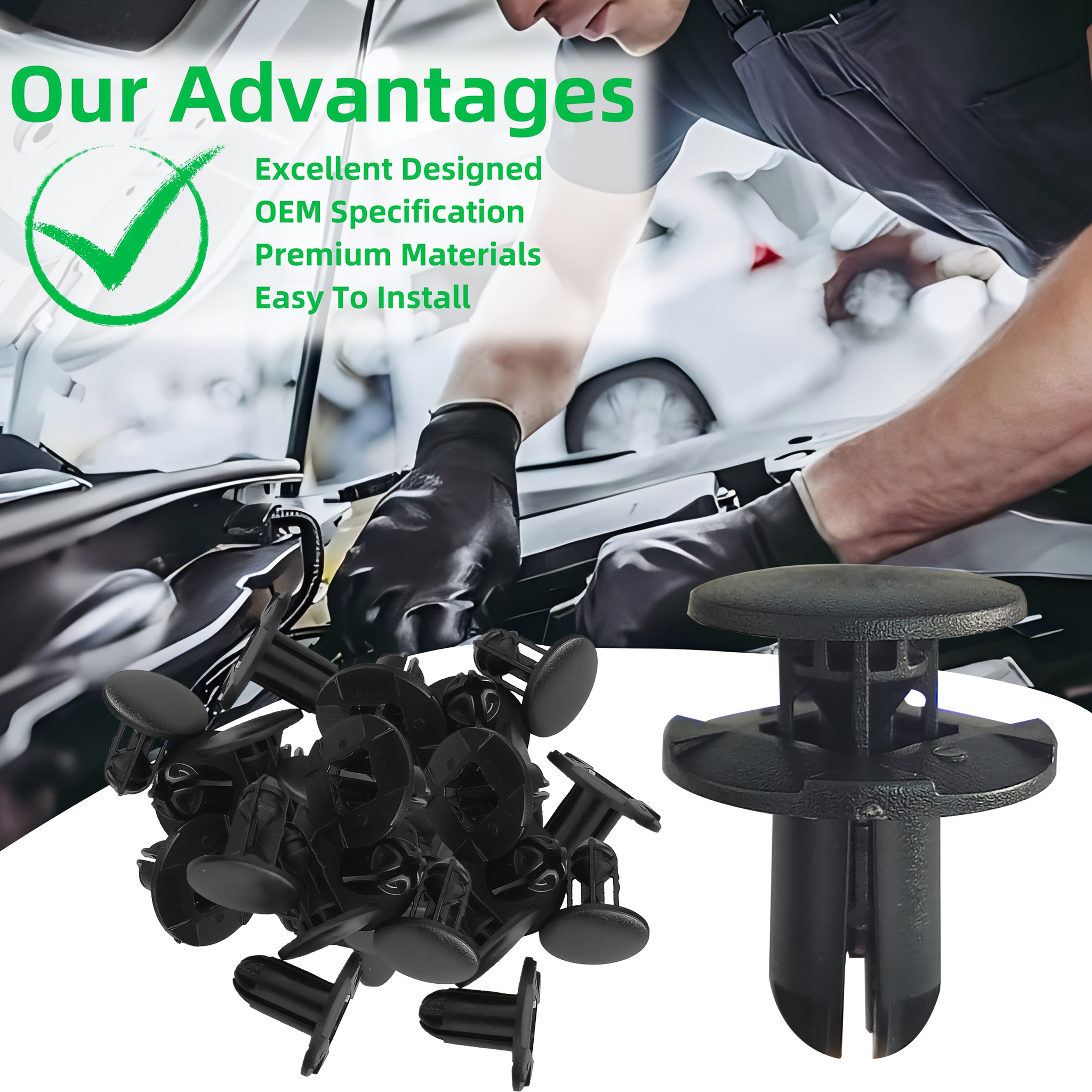 Pack de 10/30/50 Clips de retención de panel de revestimiento de carrocería de plástico de tipo empuje