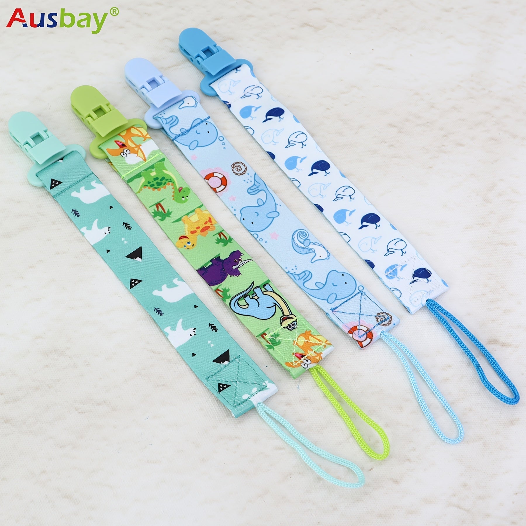 Personalized Pacifier Clip Set with Custom Names for Boys and Girls - 4 Adorable Designs