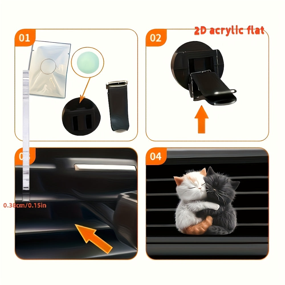 Yoqimli Mushuk Avtomobil Havosi Vent Klipi 2D Akril Flat Aroma Yostiqlari Boshqacha Hidi Yo'q