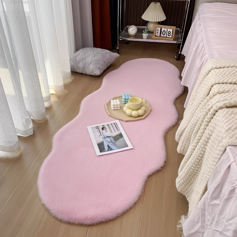 Faux Rabbit Fur Area Rug Soft Plush Stain-Resistant Bedroom Living Room Decor