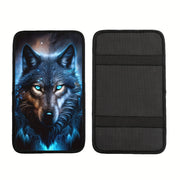 Car Interior Accessories Blue Wolf Pattern Center Console Cover Armrest Mat
