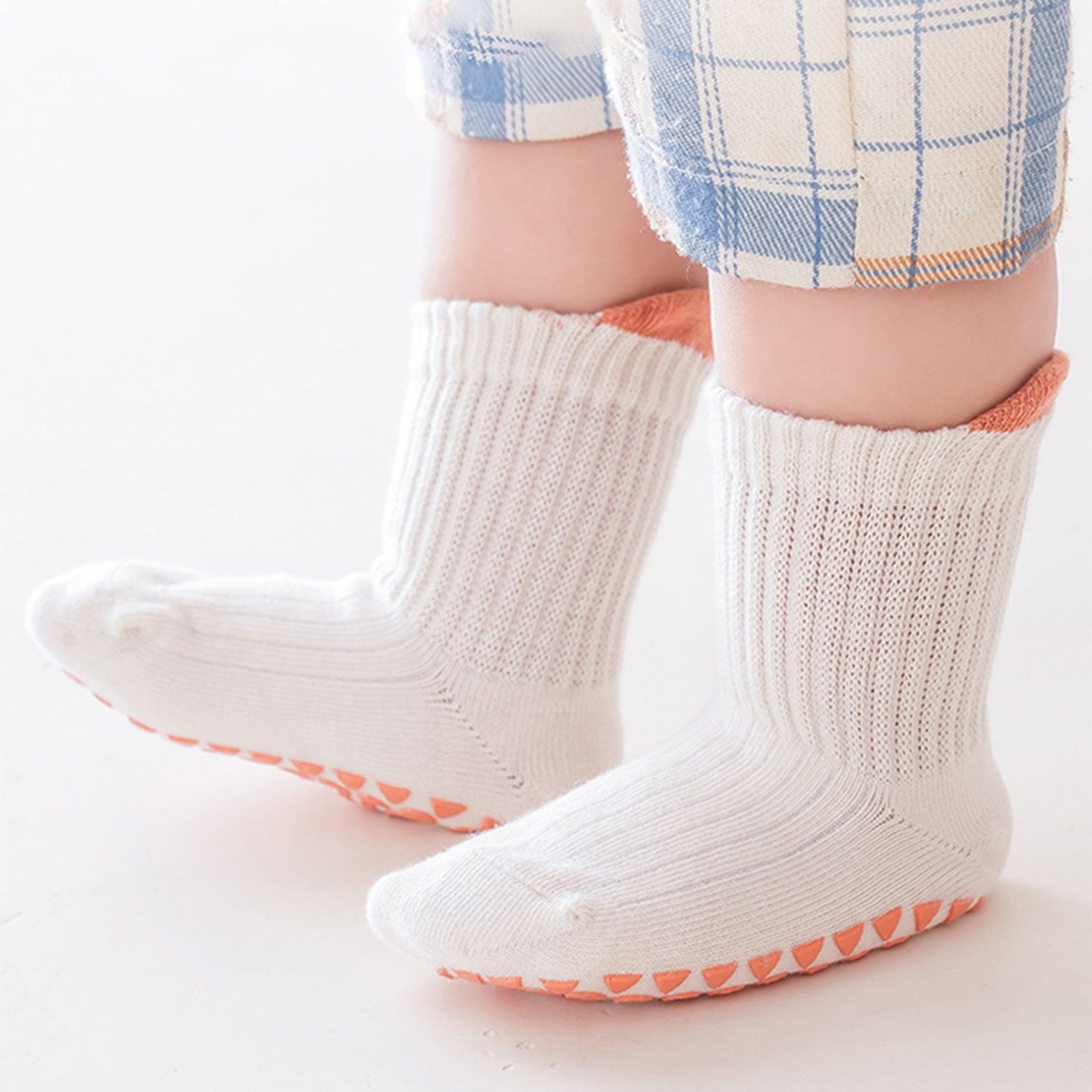 Calcetines infantiles hasta la rodilla, 6 pares, antideslizantes, con suela suave para niños y niñas