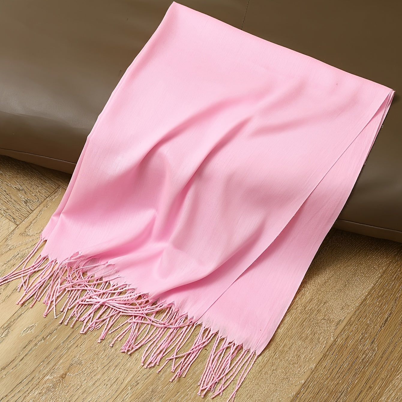 Solid Color Tassel Scarf for Men and Women Soft Fleece Shawl Cozy Windproof Accessory