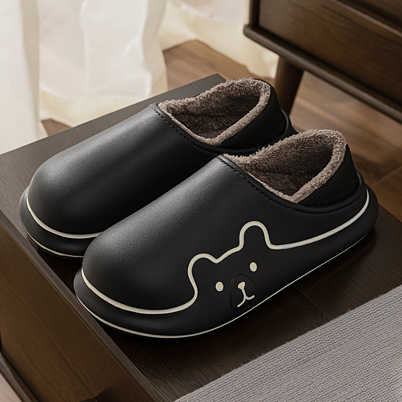 Women's EVA Slip-On House Shoes with Bear Face Design, Non-Slip Sole