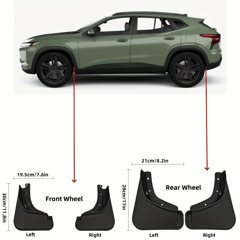 4 Pcs Black Mudguards for Chevy Trax 2024 Protects Wheels