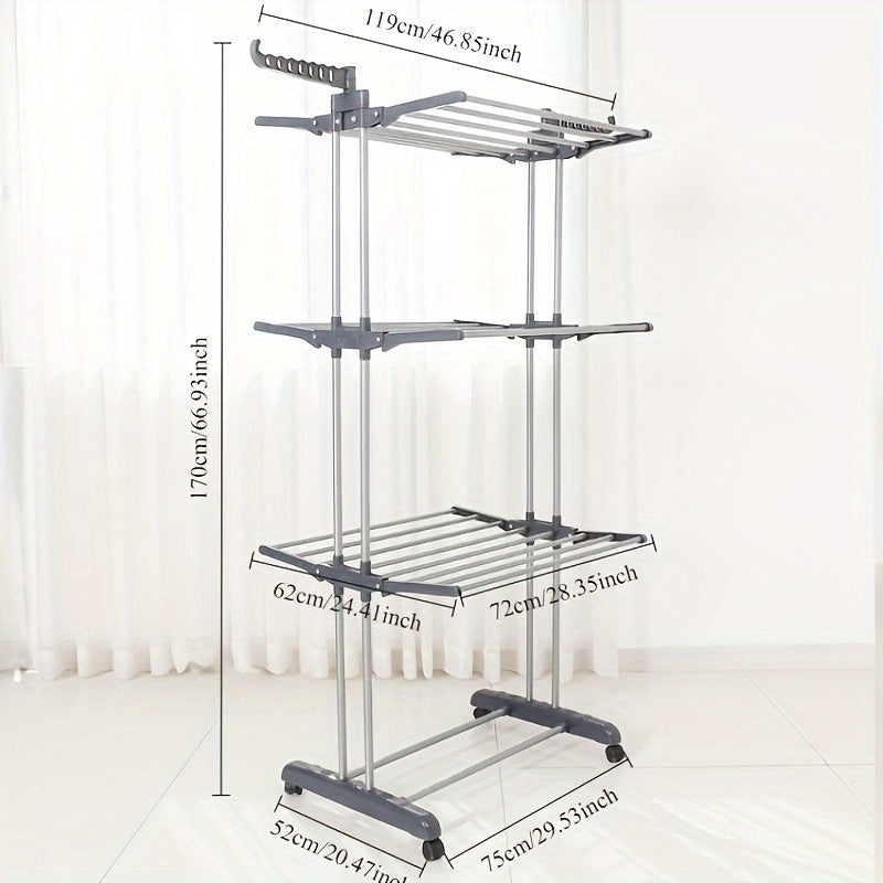 Expandable Foldable Metal Clothes Rack for Indoor Outdoor Space-Saving Laundry Drying