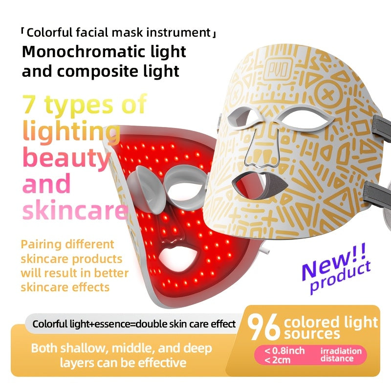 Lightweight Facial Skincare Device with Multi-Color Light Therapy for Home Use