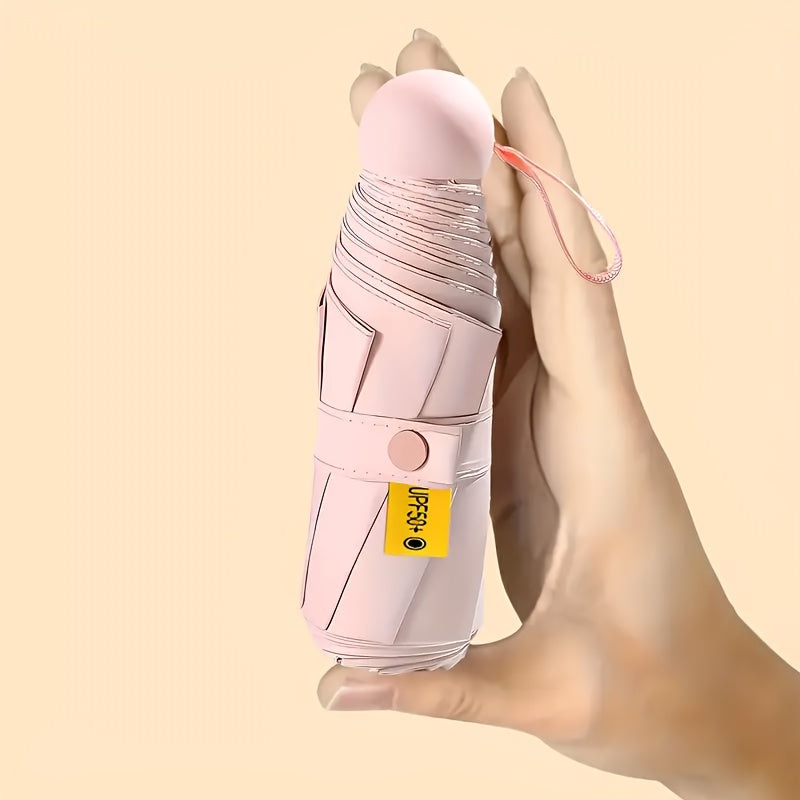 Unisex Foldable 6-Bone Pongee Umbrella Lightweight Durable Casual