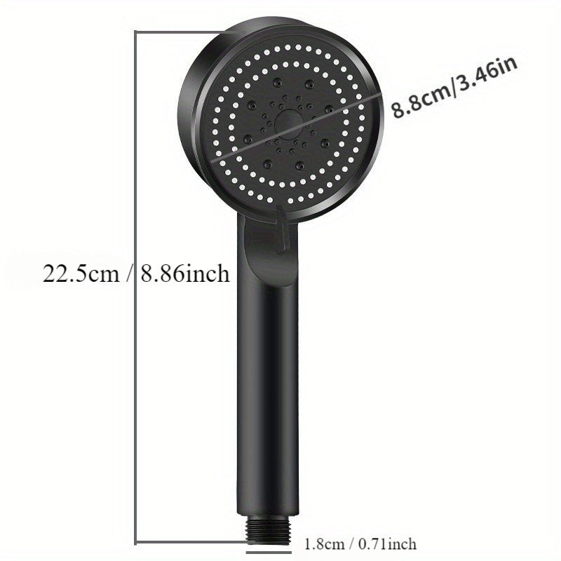 Handheld Showerhead with 5 Spray Modes Black White High Pressure Easy Installation