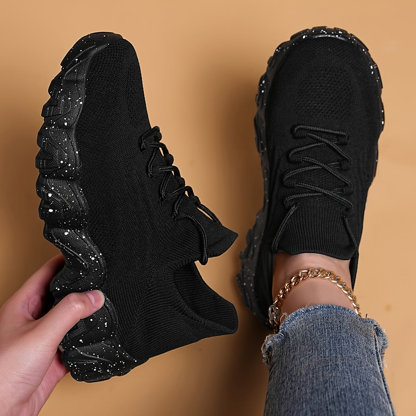 Women's Breathable Casual Sneakers Low Top Lace-Up Shoes for Outdoor Use