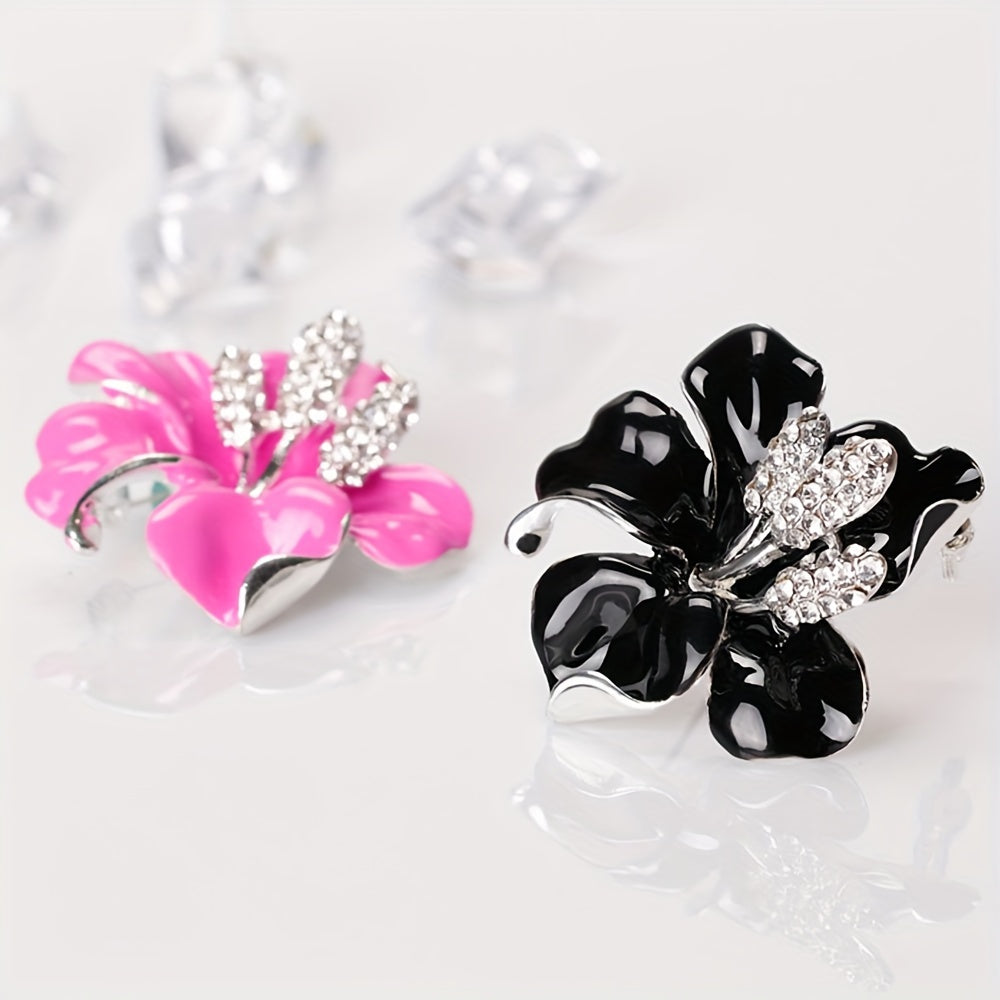 Flower Brooch Pin with Rhinestones for Bridal Wedding Accessories