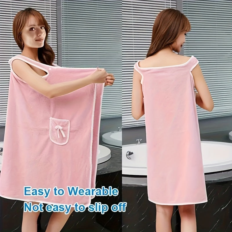 Women’s Polyester Bath Towel Absorbent Quick-Drying with Pocket Soft Spa Towel
