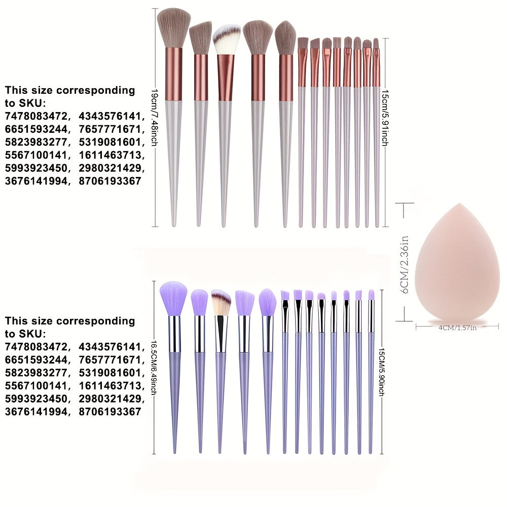 13Pc Soft Fluffy Makeup Brush Set Including Sponges for Face Eyeshadow Blending