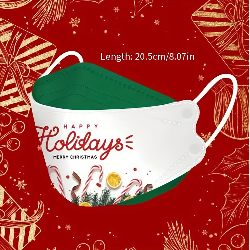 Set of 4 Christmas Face Masks Reusable Flexible Holiday Decorations for Outdoor and Vacation