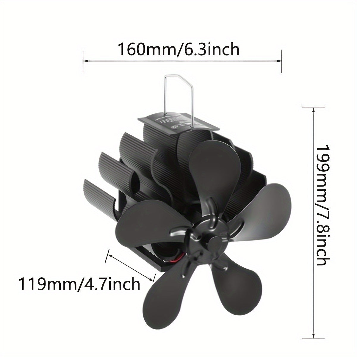 Aluminum Heat Powered Stove Fan for Wood Gas Pellet Burners Silent Operation