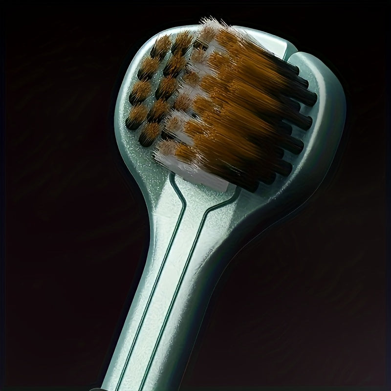 Set of 4 Adult Manual Toothbrushes with 3-Sided Brush Heads, Golden Volcanic Bristles and Soft Grips