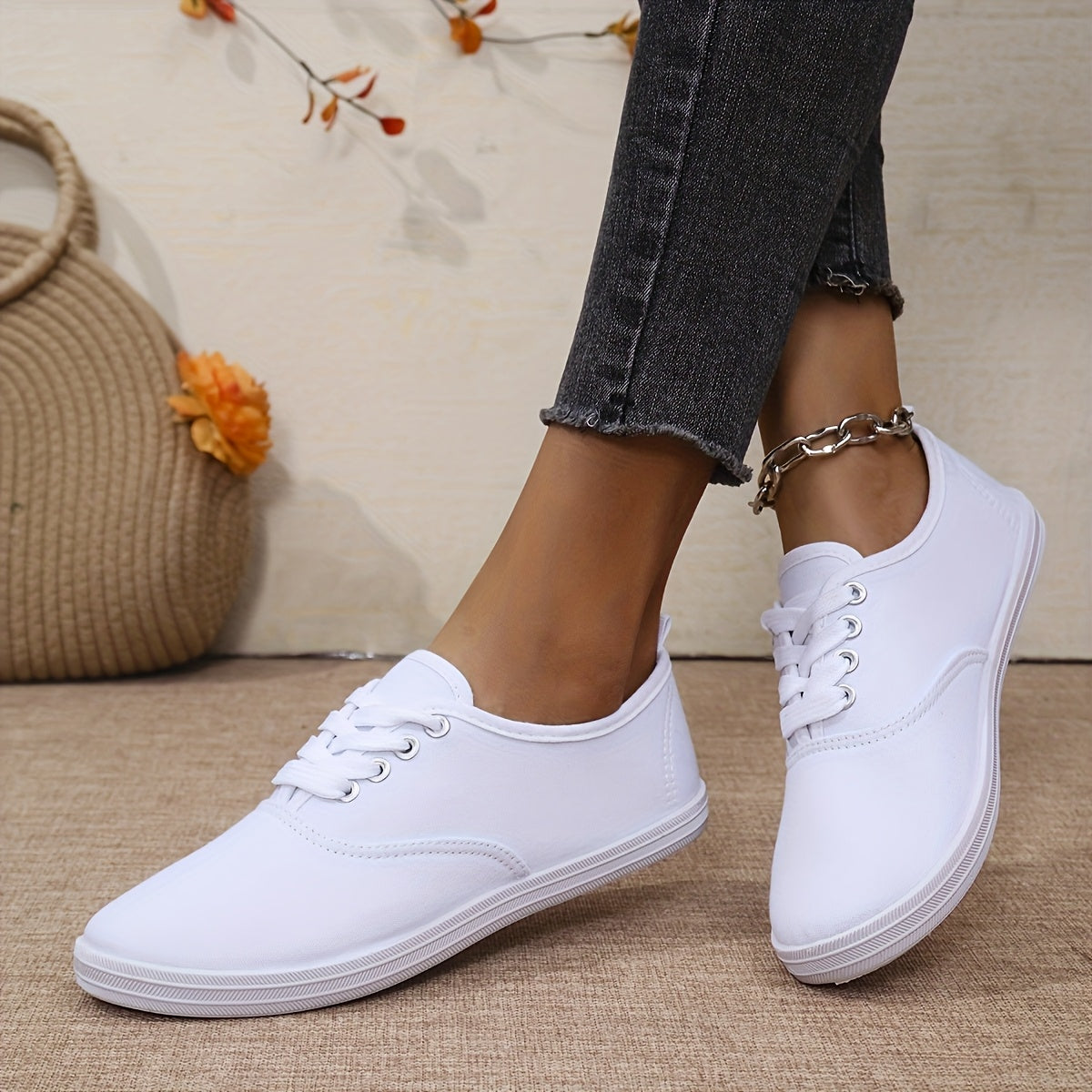 Women's Low-Top Sneakers Lightweight Breathable Fabric Anti-Slip PVC Sole