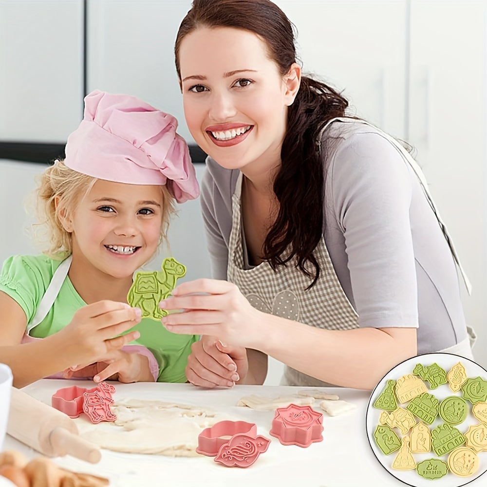 8-Piece Cookie Stamp Set with 3D Islamic Symbols for Eid and Thanksgiving