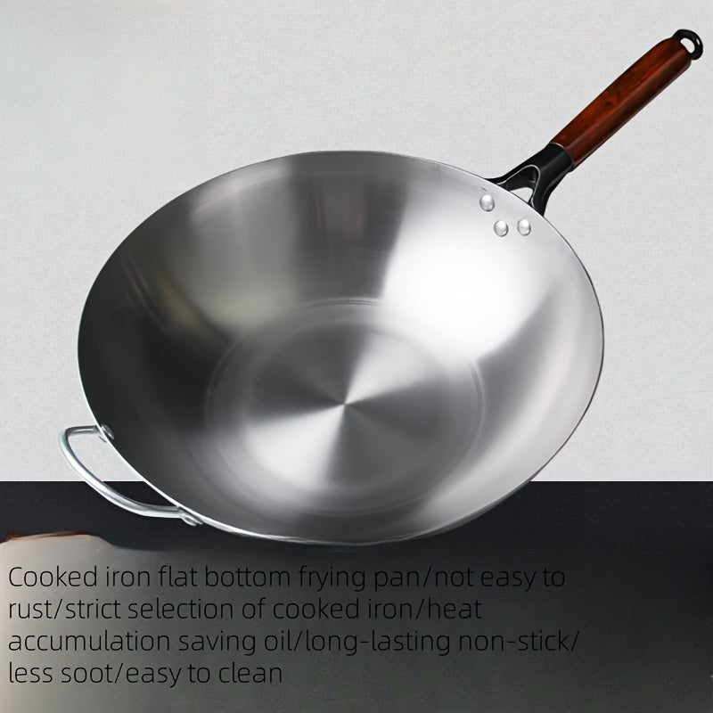 Cast Iron Wok 32cm Non-Stick Rust-Proof Suitable for All Stovetops