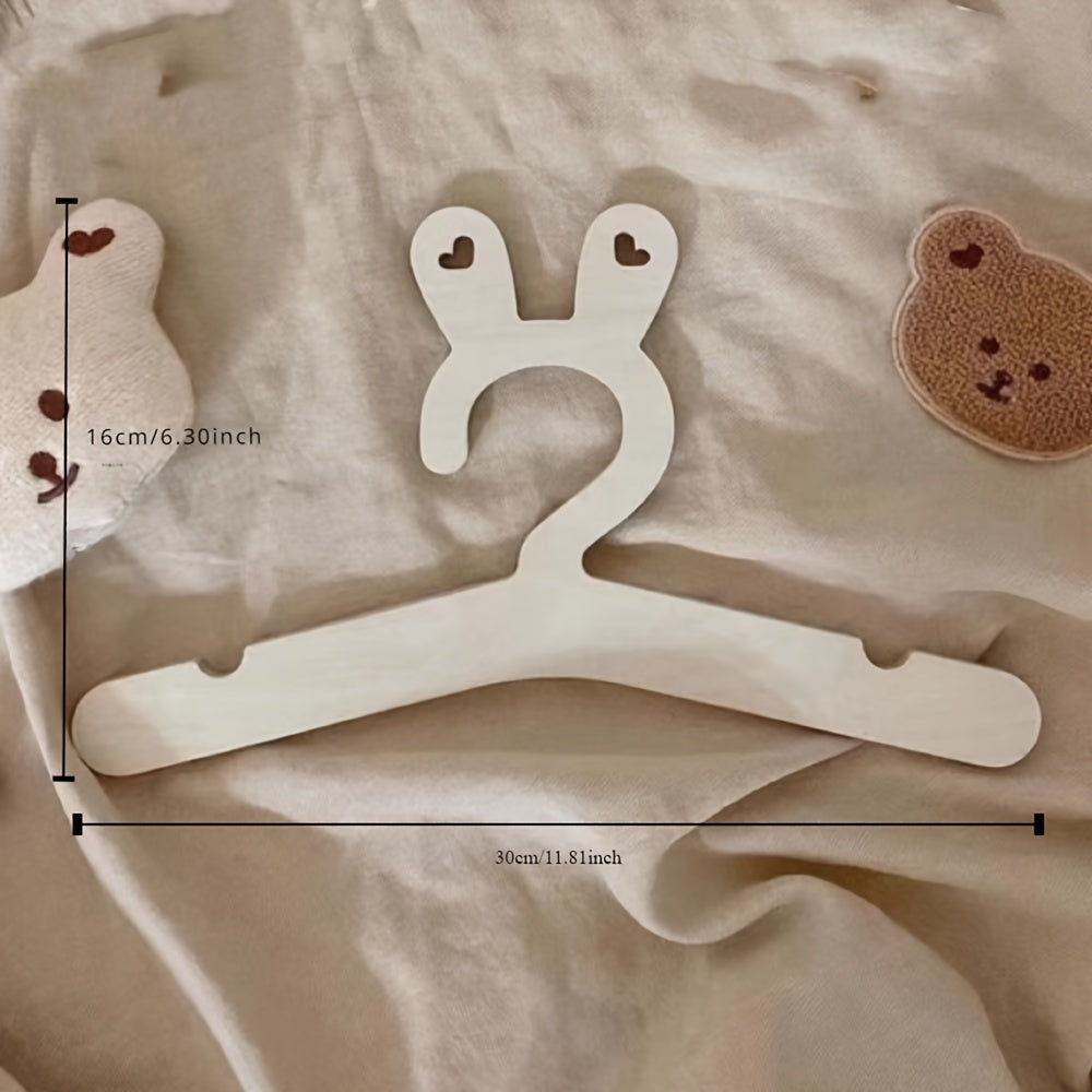 Set of 5 Wooden Children's Clothes Hangers Cartoon Baby Non-Slip Storage Organizers