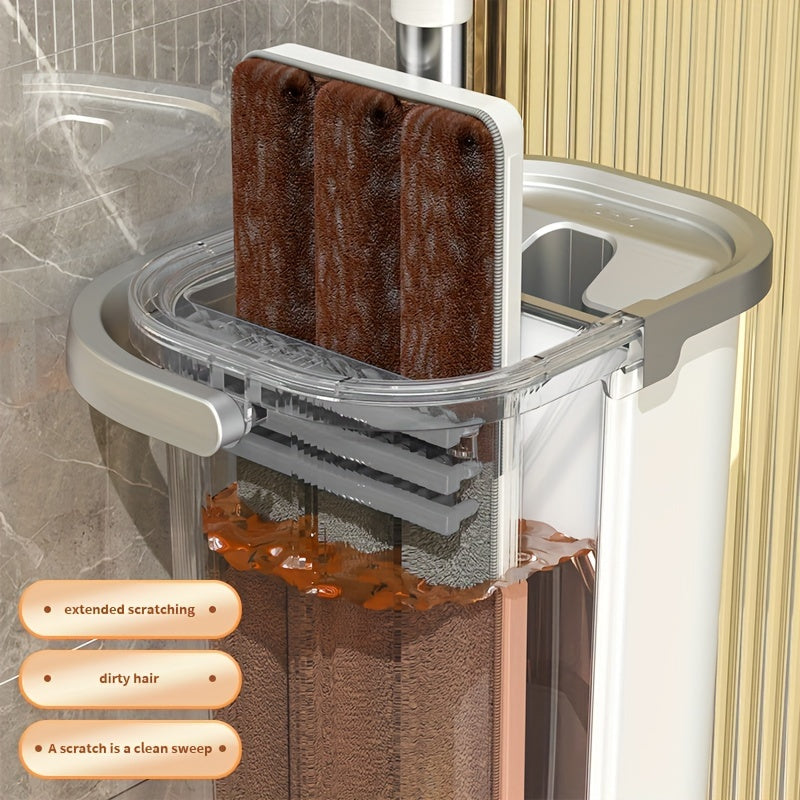 O'z qo'llaringizni po'latdan yasalgan mikroto'qima padiga ega bo'lgan o'z-o'zini yuvuvchi va qurituvchi tekis mopa tizimiga olib qo'ying, bu uy va ofis sharoitlarida foydalanish uchun ideal. Ushbu ko'p funksiyali mop yashash xonasi, yotoqxona, hammom va