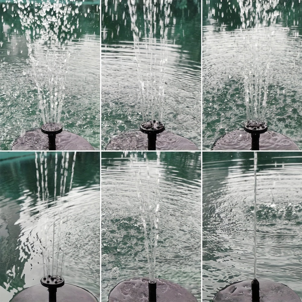 Solar Fountain Pump with LED Light Lithium Battery Garden Water Feature 7 Nozzle Modes