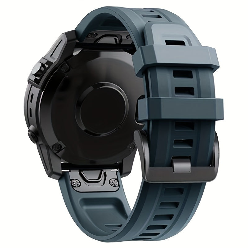 Sevimli tanlov: Garmin Fenix 5, 5X Plus, 6, 6X Pro, 7, 7X, Forerunner 945, 935, Instinct 2X uchun 26mm/22mm o'lchamdagi mustahkam silikon tez chiqarish sport tasmasi - Qulflovchi bilan aqlli soat bilaguzuk.