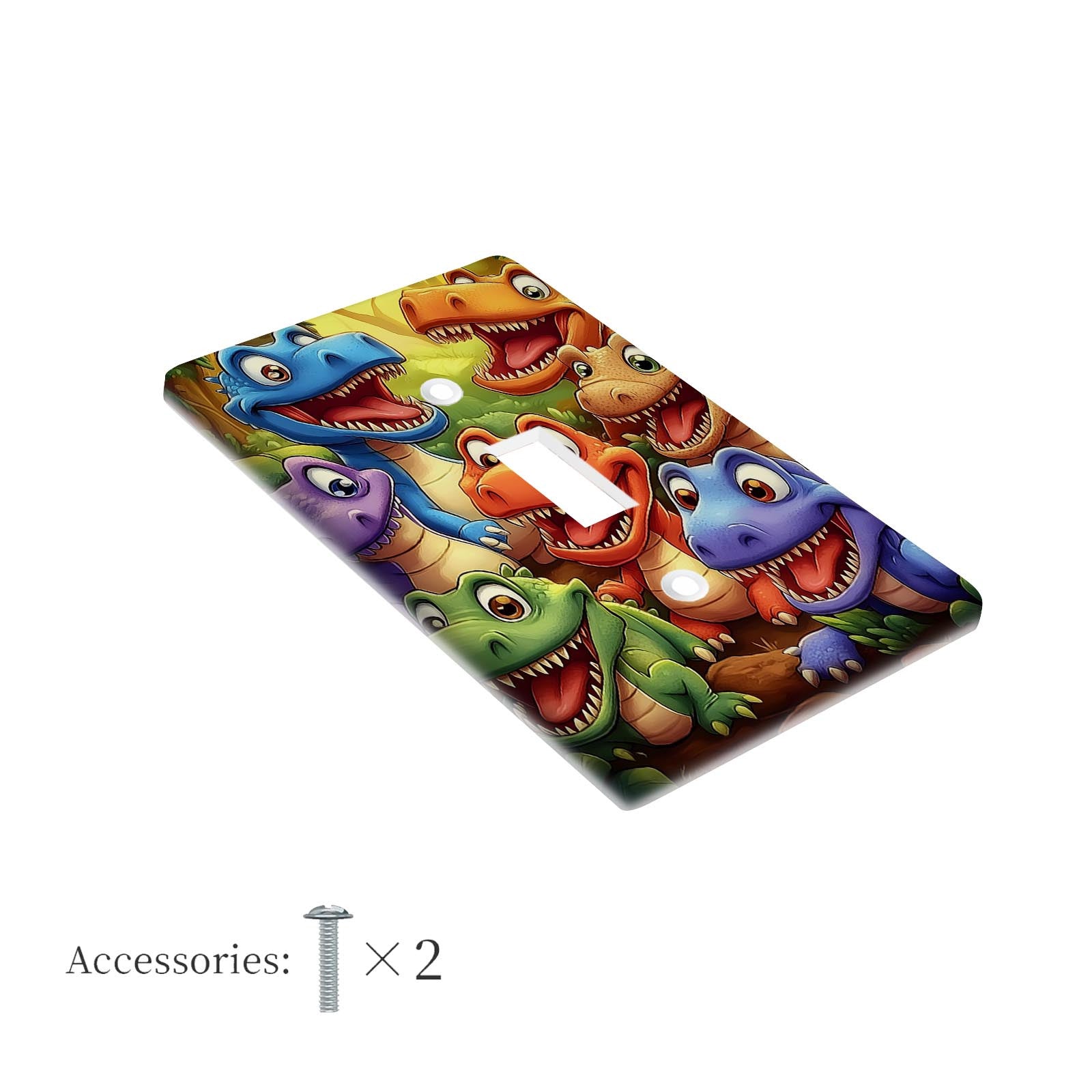 Agate Stone Dinosaur Light Switch Cover with Gold Embellishments for Kids Rooms