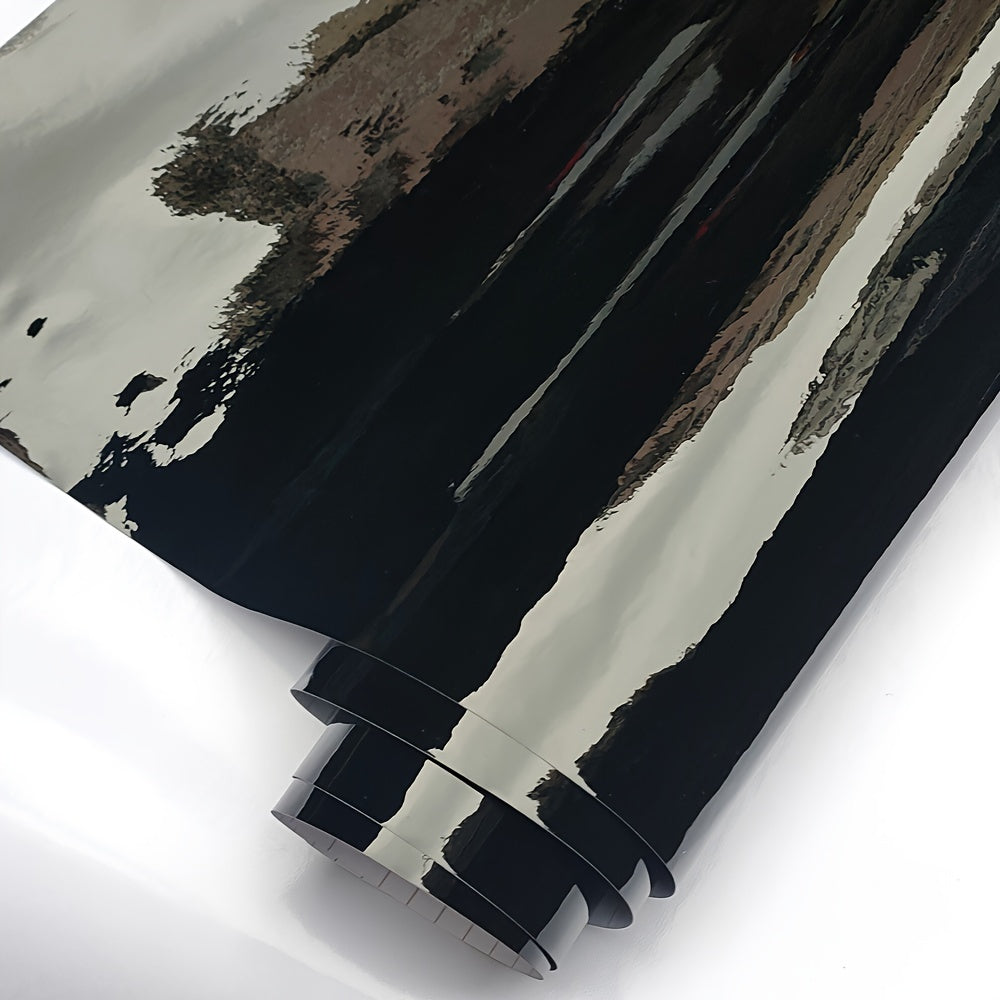 Avtomobillar, noutbuklar, telefonlar, mototsikllar uchun qora yaltiroq vinil avtomobil qoplamasi, 10-50 sm