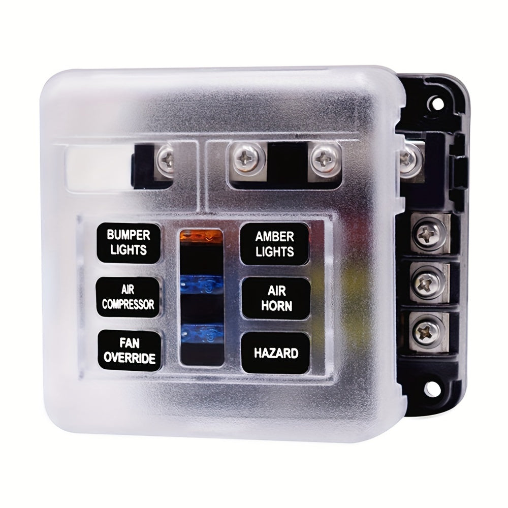 Universal Fuse Box Holder PE Durable 12V 32V 6/12 Way with LEDs