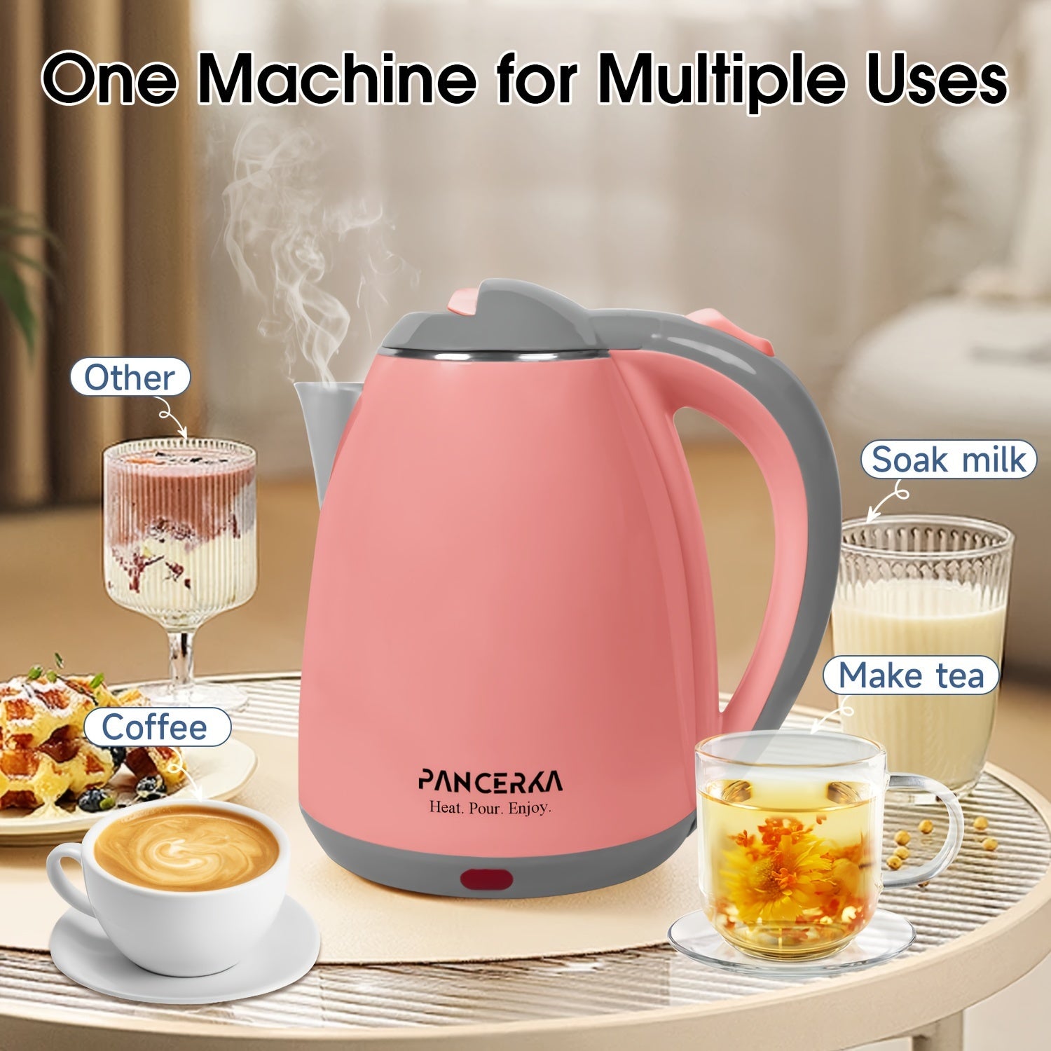 Electric Kettle 1.8L 1500W Stainless Steel Auto Shut Off Boiling Water Heater