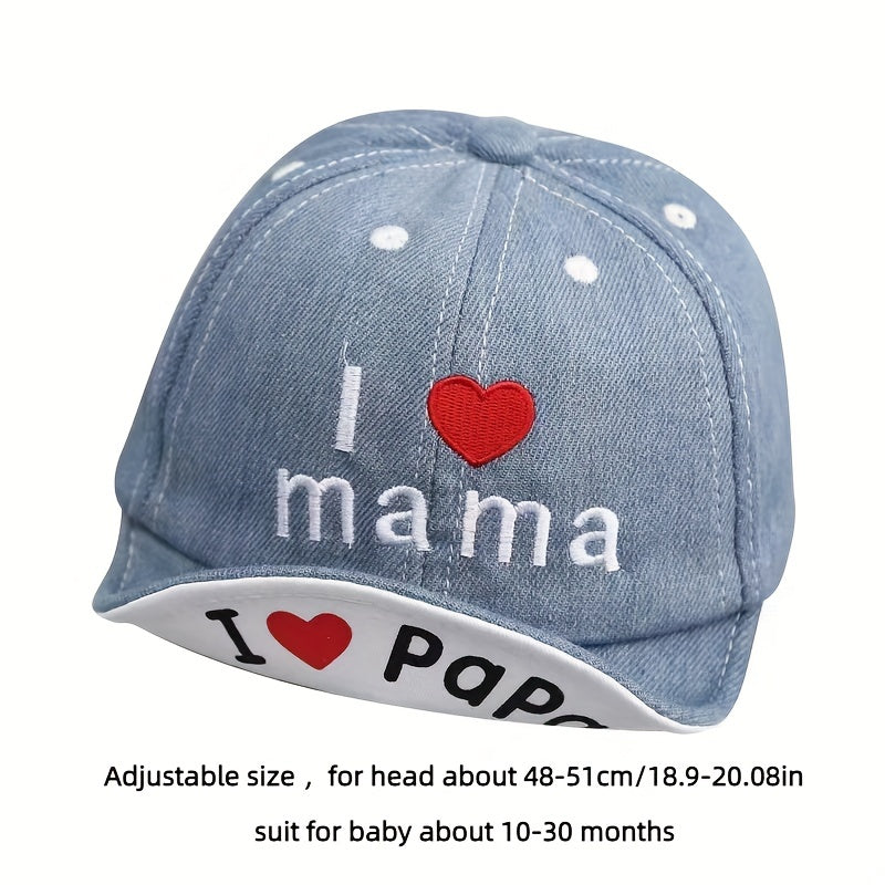 Baby Girls and Boys Denim Baseball Cap with Adjustable Straps Sun Protection for Toddler 0-3 Months