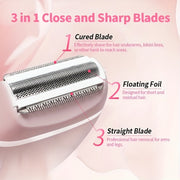 Women's Electric Shaver Wet Dry Cordless with Detachable Head