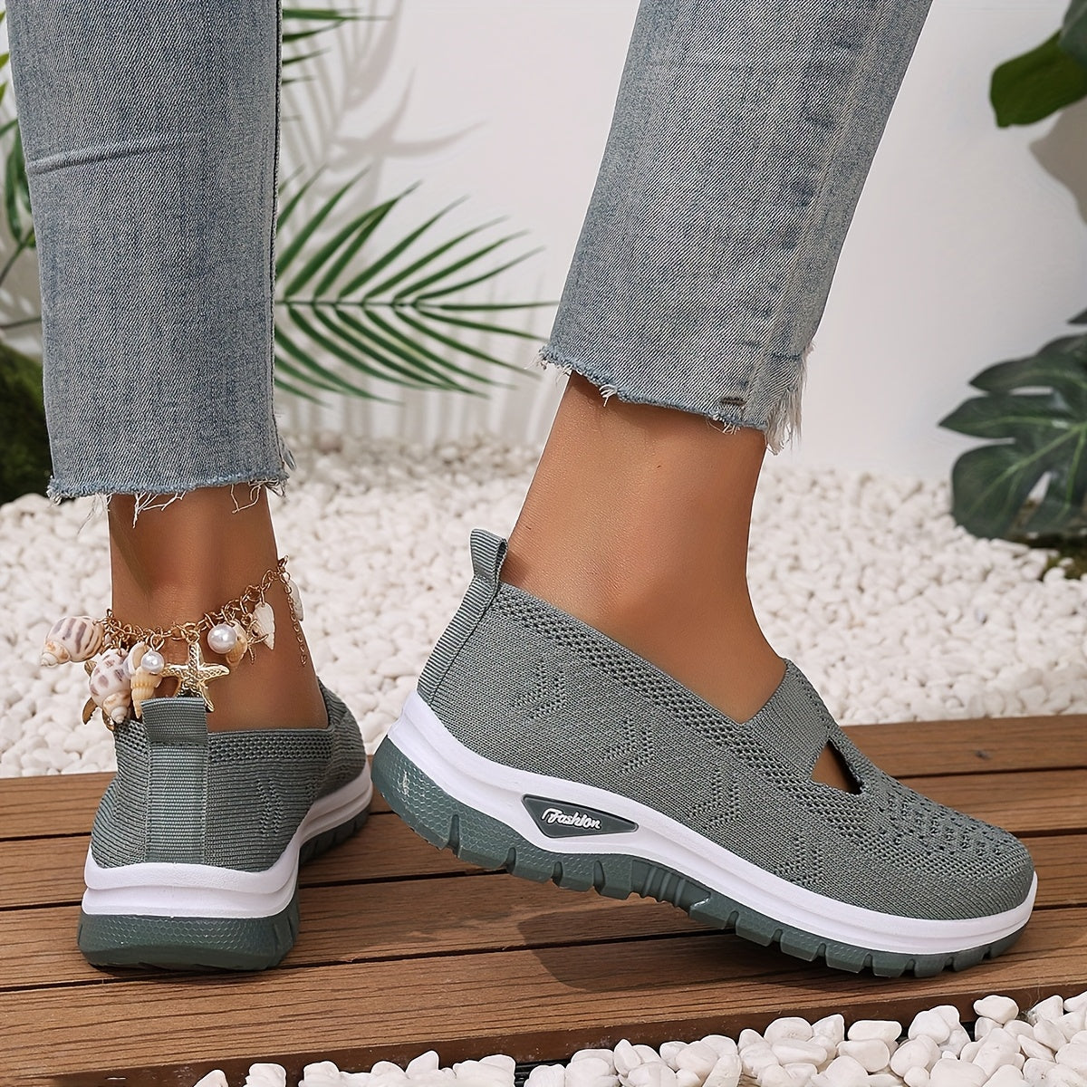Zapatillas casuales para mujer de malla transpirable, ligeras y planas