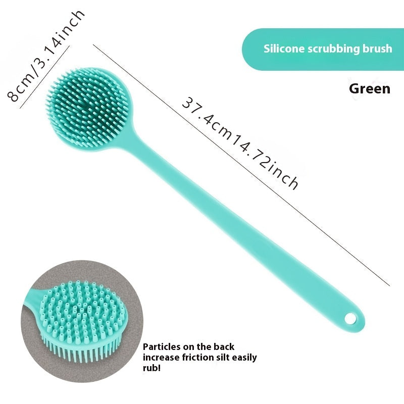 Double-Sided Soft Silicone Bath Brush with Long Handle for Gentle Cleansing and Skin Care