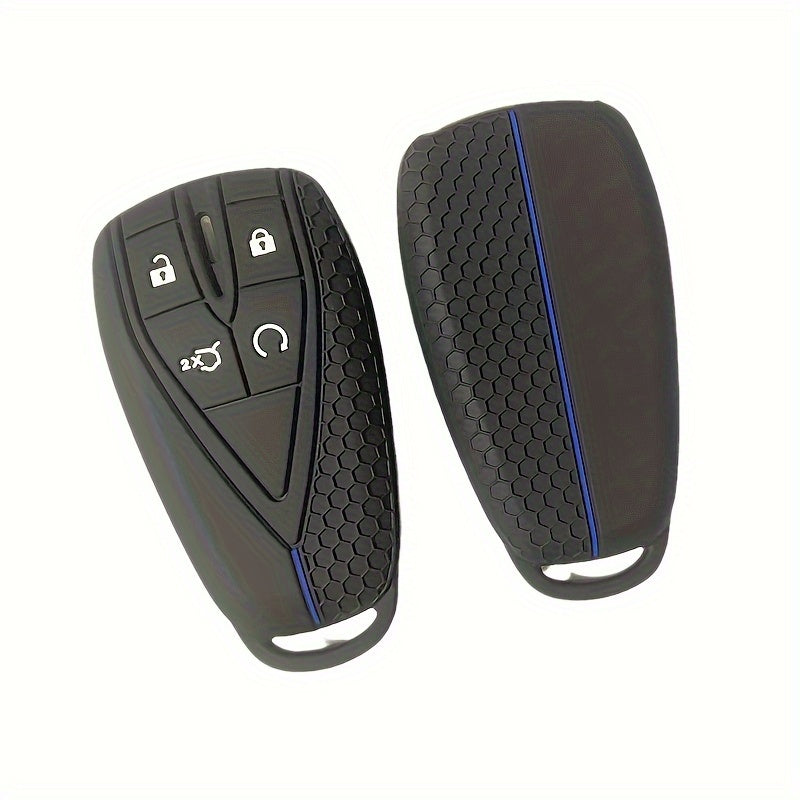 Silicone Key Cover for Car Remote Black with Blue and Red Accents